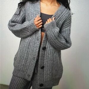 Lunya Cozy Gray Knit Cardigan